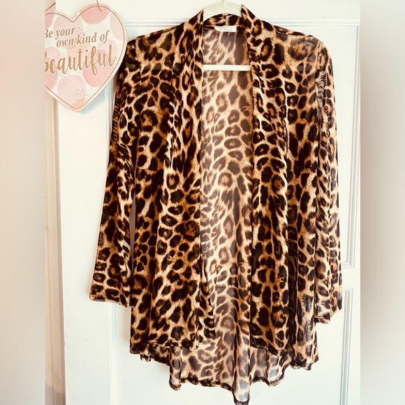 Rae Republic Other - Rae Republic Leopard Print Open Front Kimono Medium